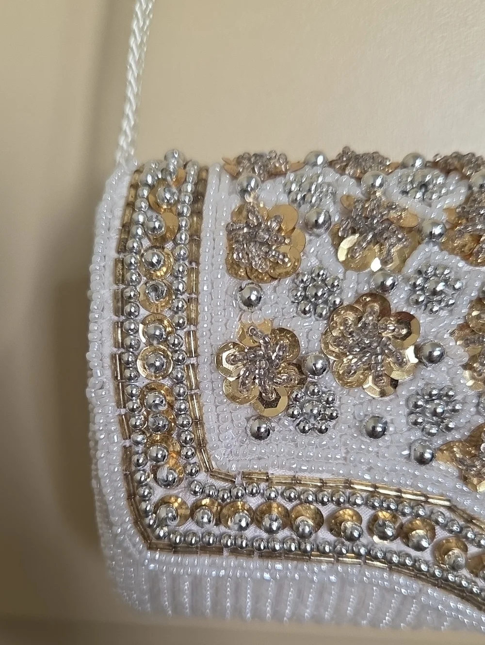 Embellished White & Gold Evening Clutch